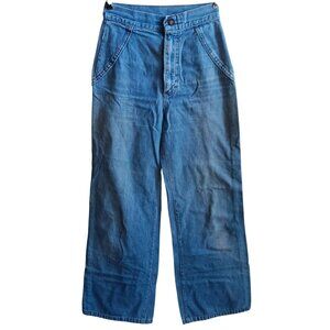 22x29 Vintage Jeans 1970's High-Waisted Wide Leg Denim Dual Front & Back Pockets